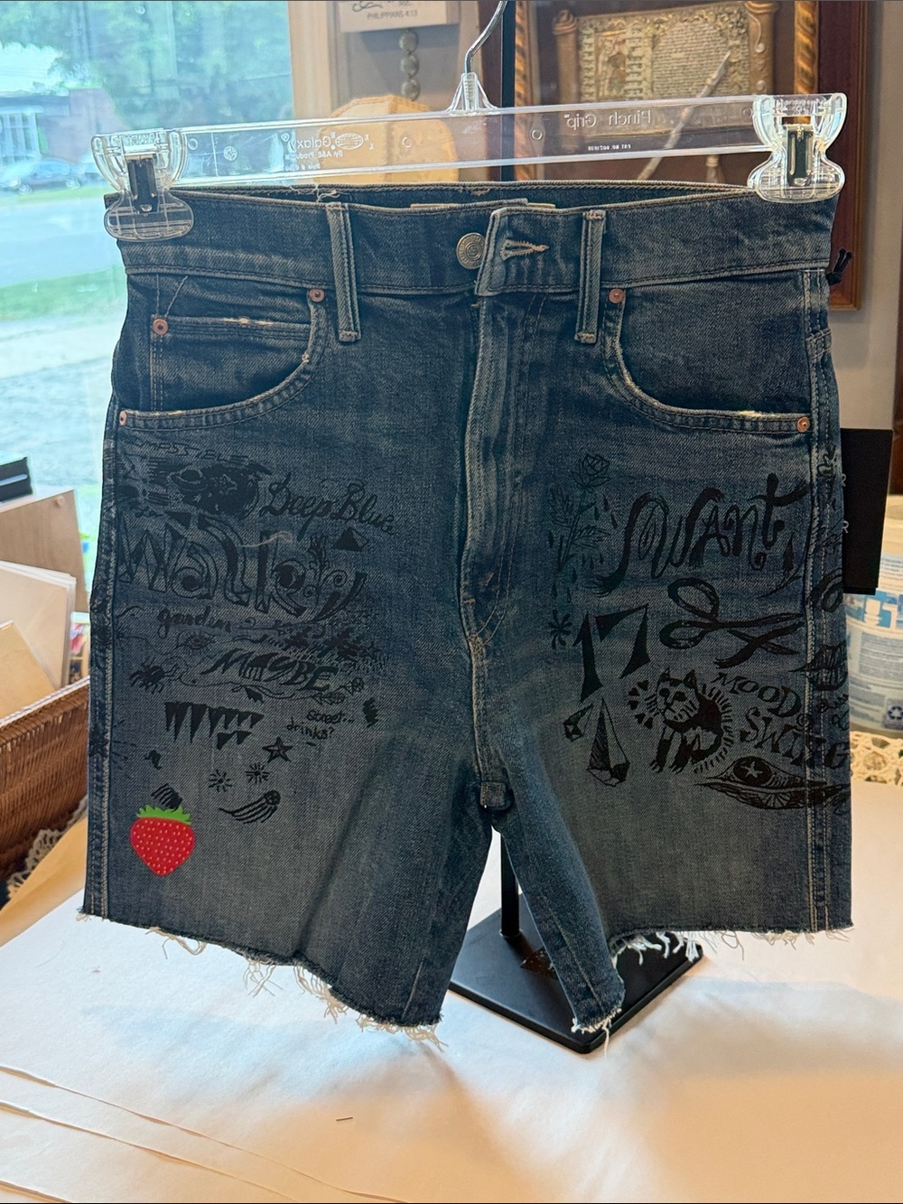 MOTHER High Waisted Smokin’ Short Fray Never Enough Denim Shorts 24 NWT